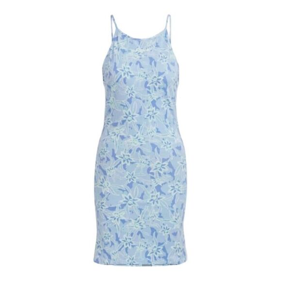 Adidas AOP Island Club BodyCon Dress Blue Floral Top Summer Deadstock NWT 2XS - Picture 2 of 7